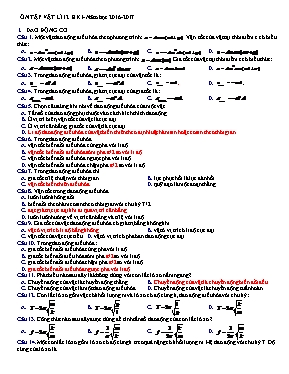 Ôn tập học kì I môn Vật lí lớp 12 - Năm học 2016-2017